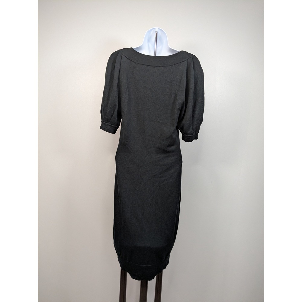 Banana Republic Silk Cotton Cashmere Puff Sleeve Sweater Dress Black Sm 606625 - Picture 4 of 12